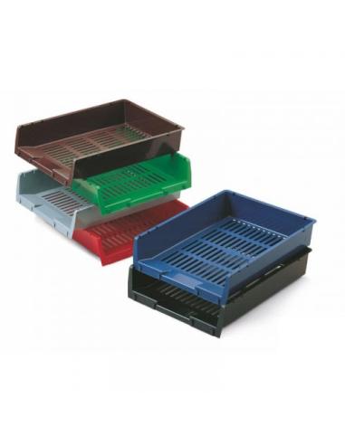 BANDEJA APILABLE DE PLASTICO 340X275X65 MM. COLOR VERDE FAIBO 90-04