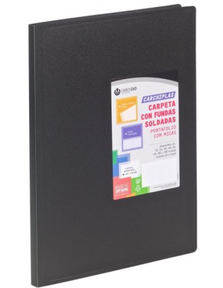 CARPETA CARCHIPLAS-BOOK A4 POLIPROPILENO 20 FUNDAS SOLDADAS NEGRO CARCHIVO 50302006