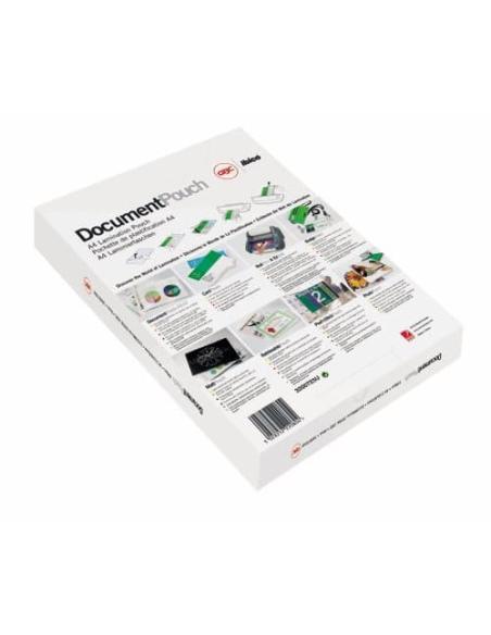 CAJA DE 100 BOLSAS DE PLASTIFICACIÓN 216X303 FORMATO A4 80 MICRAS GBC IB585036