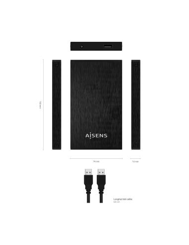 CAJA EXTERNA 2.5 9.5MM SATA A USB 3.0 USB3.1 GEN1 NEGRA AISENS ASE-2523B