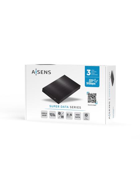 CAJA EXTERNA 2.5 9.5MM SATA A USB 3.0 USB3.1 GEN1 NEGRA AISENS ASE-2523B