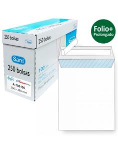 CAJA 250 BOLSAS FOLIO PROLONGADO (260X360) OFFSET BLANCO 100 GRS. OPENSAM AUTOADHESIVO CON TIRA DE SILICONA SAM 149005