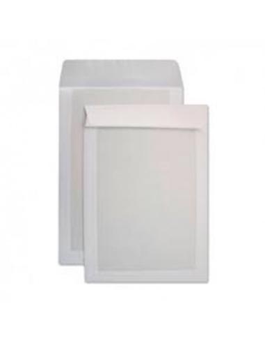 CAJA 125 BOLSAS DIN C4 (229X324) RESPALDO DE CARTÓN 450 G. OFFSET BLANCO 100 GRS. CARTOSAM RESPALDO CARTÓN AUTOADHESIVO TIRA SIL