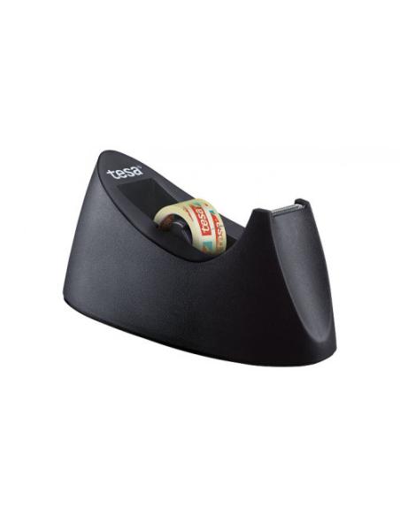 DISPENSADOR SOBREMESA "PORTARROLLOS" EASY CUT CURVE ANTIDESLIZANTE + 1 ROLLOS 19MM.X10M. NEGRO TESA 53917-00000-00