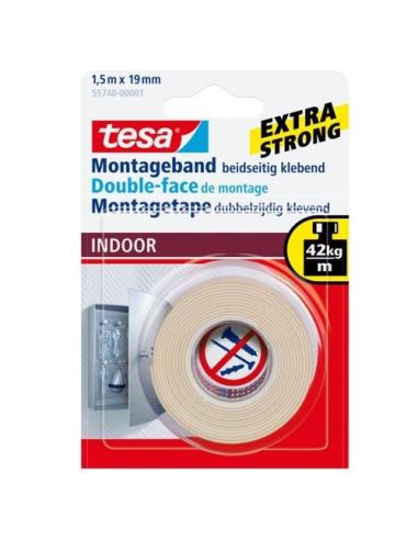 CINTA ADHESIVA POWERBOND DOBLE CARA PEQUEÑOS OBJETOS (INTERIOR) 19MM.X1,5M. TESA 55740-00002-04