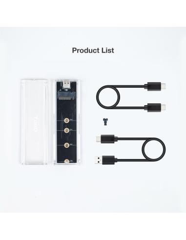 CAJA EXTERNA M.2 NGFFNVME USB3.1 GEN2 USB-C RGB TRANSPARENTE TOOQ TQE-2200
