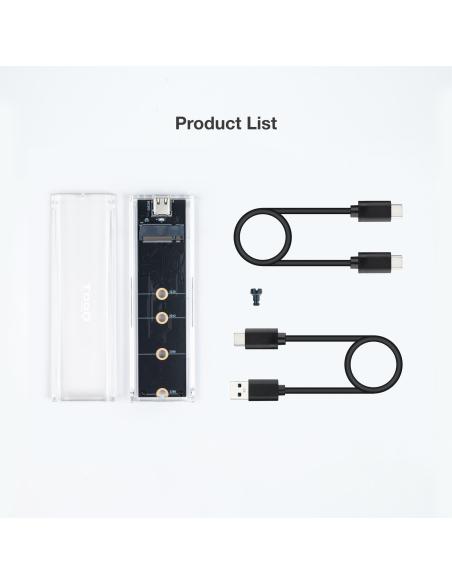 CAJA EXTERNA M.2 NGFFNVME USB3.1 GEN2 USB-C RGB TRANSPARENTE TOOQ TQE-2200