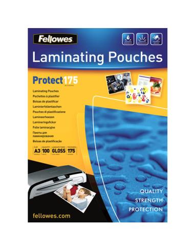 PACK 100 BOLSAS PLASTIFICACION 303X426 175 MICRAS A3 FELLOWES 5308803