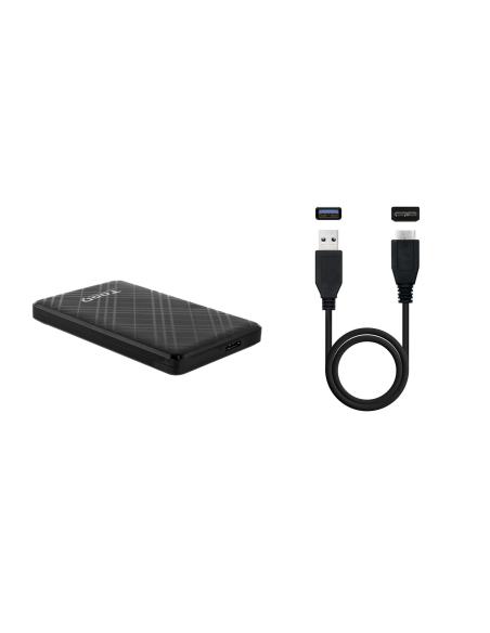 CAJA EXTERNA 2.5 TOOQ SATA USB3.1 GEN1 NEGRA TQE-2500B