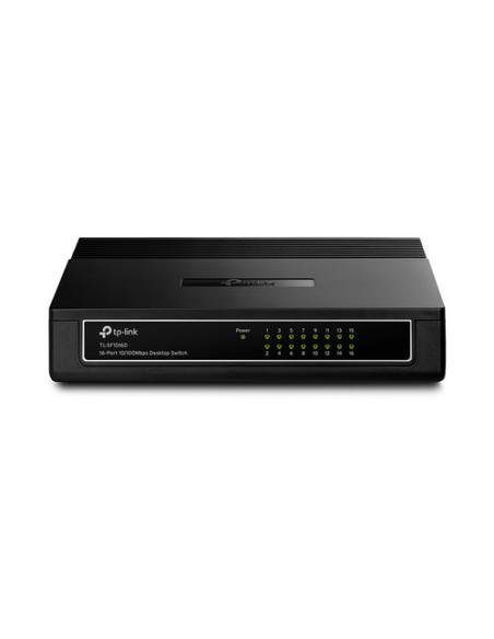 SWITCH FAST ETHERNET TP-LINK CON 16 PUERTOS DE ESCRITORIO Y PARA MONTAJE EN RACK