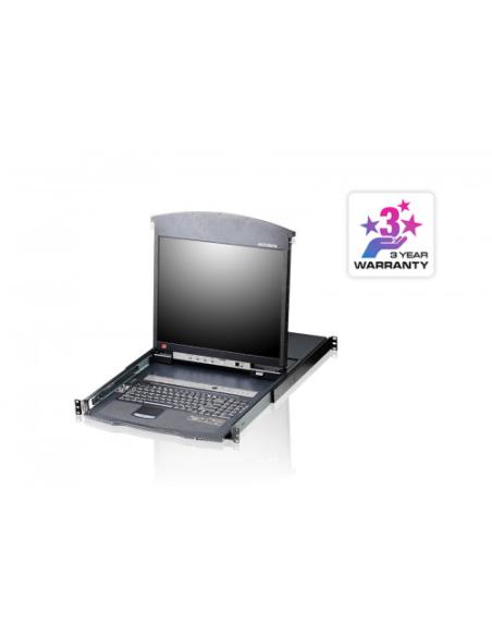 Aten Consola LCD dual rail con switch KVM integrado multi-interfaz Cat 5 de 16 puertos