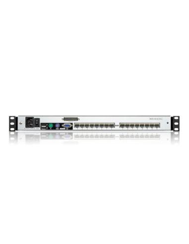 Aten Consola LCD dual rail con switch KVM integrado multi-interfaz Cat 5 de 16 puertos