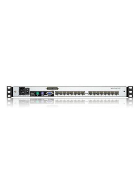 Aten Consola LCD dual rail con switch KVM integrado multi-interfaz Cat 5 de 16 puertos