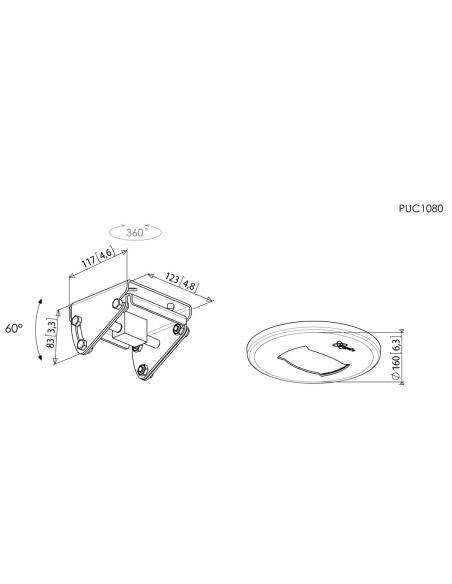 VOGELS GAMA PROFESIONAL PLACAS SUJECIÓN A TECHO GAMA CONNECT-IT PUC 1080 CONNECT-IT LARGE CEILING PLATE TILT AND TURN NEGRO (PUC