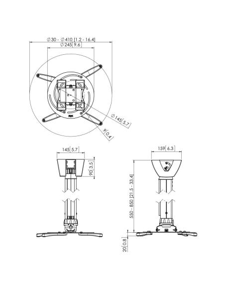 VOGELS GAMA PROFESIONAL SOPORTES DE PROYECTOR A TECHO Y ACCESORIOS PPC 2555 PROJECTOR CEILING MOUNT LENGTH 55-85CM PLATA (PPC255