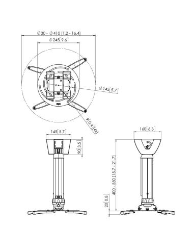 VOGELS GAMA PROFESIONAL SOPORTES DE PROYECTOR A TECHO Y ACCESORIOS PPC 2540 PROJECTOR CEILING MOUNT LENGTH 40-55CM PLATA (PPC254
