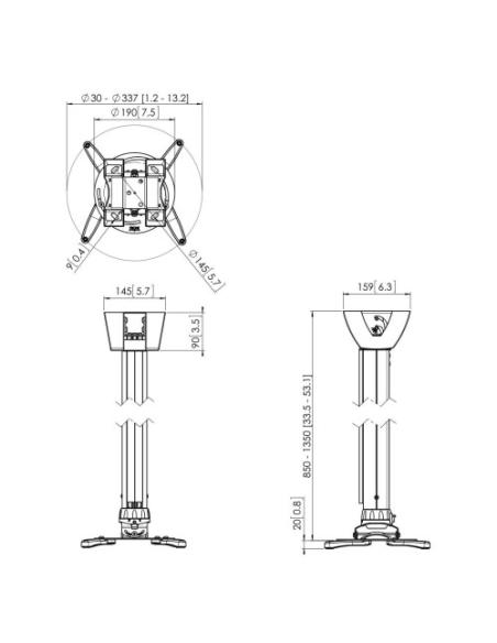 VOGELS GAMA PROFESIONAL SOPORTES DE PROYECTOR A TECHO Y ACCESORIOS PPC 1585 PROJECTOR CEILING MOUNT LENGTH 85-135CM PLATA (PPC15