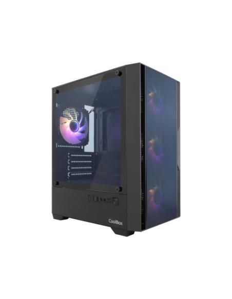 CARCASA COOLBOX GAMING MATX GM220 MPFUSION NEGRA / SIN FUENTE / USB-C 3.2 / 4 VENTILADORES / RGB / COO-CHA-GM220B-0