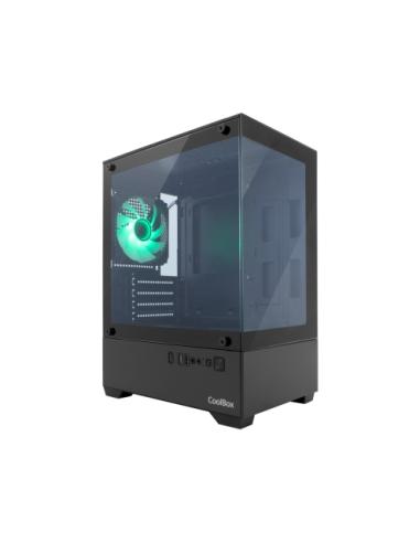CARCASA COOLBOX GAMING MATX GM200 VISION LITE NEGRA / SIN FUENTE / USB-C 3.2 / 1 VENTILADOR / RGB / COO-CHA-GM200B