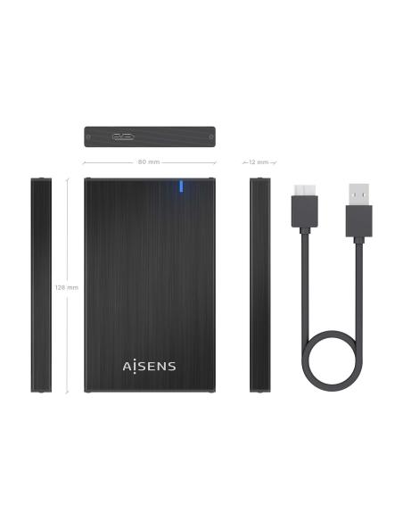 CAJA EXTERNA 2.5 9.5MM SATA A USB 3.0 USB3.1 GEN1 NEGRA AISENS ASE-2527B