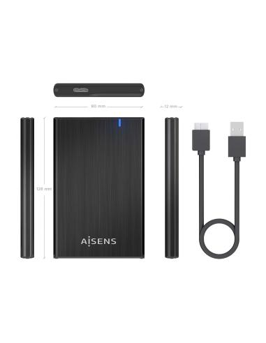 CAJA EXTERNA 2.5 9.5MM SATA A USB 3.0 USB3.1 GEN1 NEGRA AISENS ASE-2528B