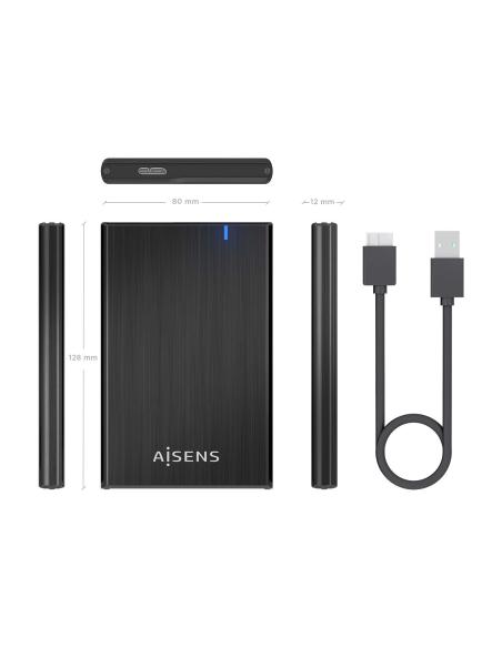 CAJA EXTERNA 2.5 9.5MM SATA A USB 3.0 USB3.1 GEN1 NEGRA AISENS ASE-2528B