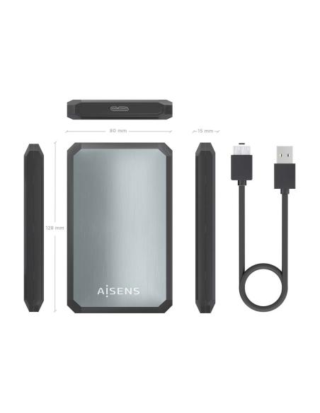 CAJA EXTERNA 2.5 9.5MM SATA A USB 3.0 USB3.1 GEN1 NEGRA-GRIS AISENS ASE-2529B