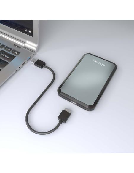 CAJA EXTERNA 2.5 9.5MM SATA A USB 3.0 USB3.1 GEN1 NEGRA-GRIS AISENS ASE-2529B