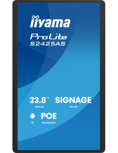 IIYAMA 24" SMALL FORMAT SIGNAGE WITH ANDROID 14+GMS, 5-YEAR IISIGNAGE2 LICENCE, SOC OCTA-CORE RK3576 4GB, STORAGE 32GB, 1920X108