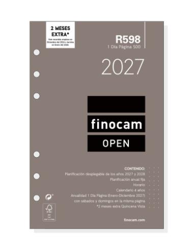 RECAMBIO ANUAL 2027 R598 OPEN500 117X181MM DIA PAGINA FINOCAM 711670027