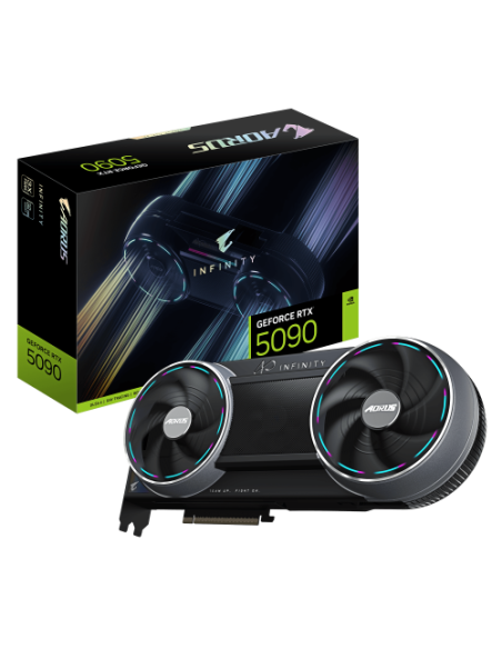 GIGABYTE AORUS GeForce RTX 5090 INFINITY 32G Tarjeta Gráfica – 32GB GDDR7, 512-bit, PCI-E 5.0, reloj de núcleo 2730 MHz, 3 × DP 