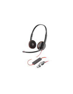 HP Poly Auriculares Poly Blackwire 3225 estéreo USB-C + conector de 3,5 mm + adaptador USB-C/A (paquete)