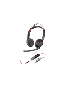 HP Poly Auriculares Poly Blackwire 5220 estéreo USB-C + conector de 3,5 mm + adaptador USB-C/A (paquete)