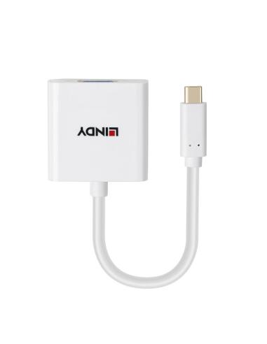 Lindy 43437 adaptador de cable de vídeo 0,1 m USB Tipo C VGA (D-Sub) Blanco