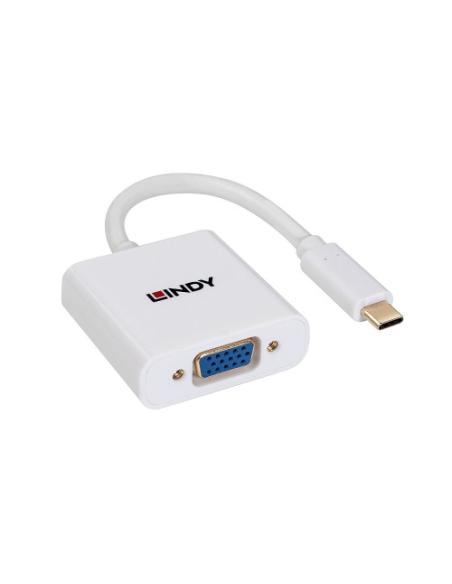 Lindy 43437 adaptador de cable de vídeo 0,1 m USB Tipo C VGA (D-Sub) Blanco