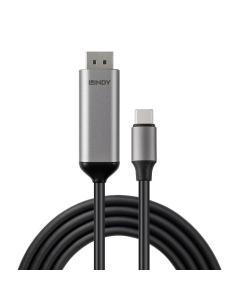 Lindy 43504 adaptador de cable de vídeo 2 m USB Tipo C DisplayPort Gris 2