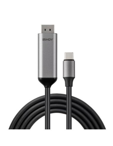 Lindy 43504 adaptador de cable de vídeo 2 m USB Tipo C DisplayPort Gris