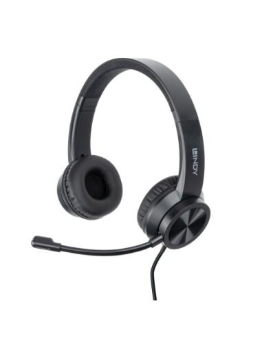 Lindy 20439 auricular y casco Auriculares Alámbrico Diadema Oficina/Centro de llamadas USB Tipo C Negro