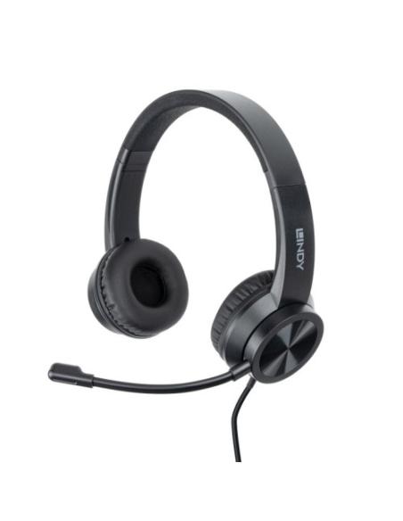 Lindy 20439 auricular y casco Auriculares Alámbrico Diadema Oficina/Centro de llamadas USB Tipo C Negro