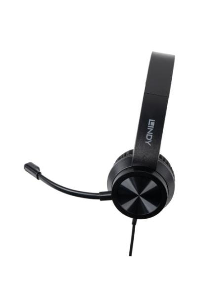 Lindy 20439 auricular y casco Auriculares Alámbrico Diadema Oficina/Centro de llamadas USB Tipo C Negro
