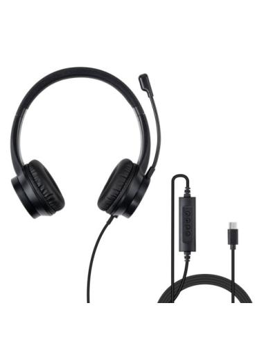 Lindy 20439 auricular y casco Auriculares Alámbrico Diadema Oficina/Centro de llamadas USB Tipo C Negro