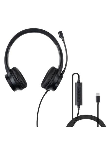 Lindy 20439 auricular y casco Auriculares Alámbrico Diadema Oficina/Centro de llamadas USB Tipo C Negro