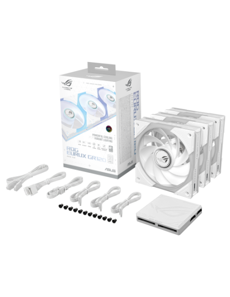 ASUS ROG Eurux GR120 ARGB Reverse Fan White Edition - Triple Pack Carcasa del ordenador Ventilador 12 cm Blanco 3 pieza(s)
