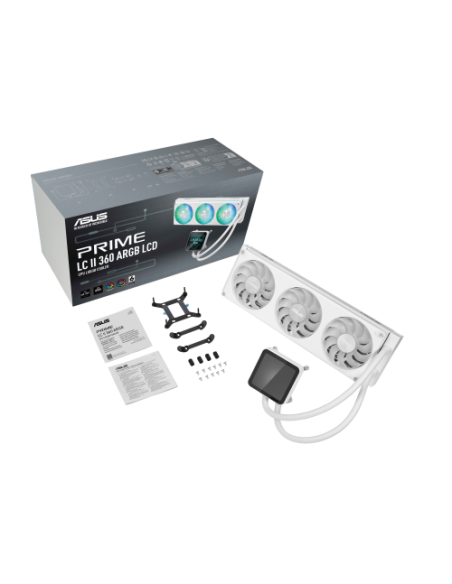 ASUS PRIME LC II 360 ARGB LCD WHT Procesador Sistema de refrigeración líquida todo en uno 12 cm Blanco 1 pieza(s)