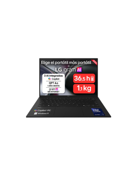 LG PORTÁTIL 14" GRAM 14Z90U, WINDOWS 11 HOME, INTEL CORE ULTRA 7, 32 GB RAM, 512 GB SSD, INTEL GRAPHICS (4XE), PANTALLA IPS (192