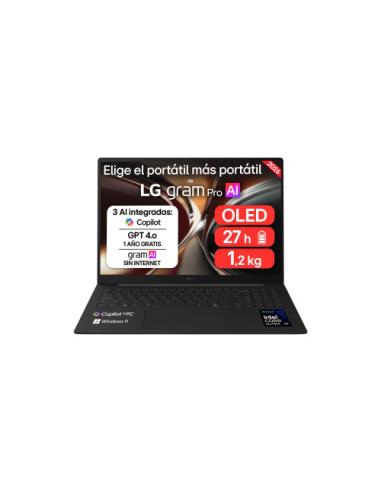 LG PORTÁTIL 16" GRAM PRO 16Z90U-K, COPILOT+ PC, WINDOWS 11 HOME, INTEL CORE ULTRA 7, 32 GB RAM, 512 GB SSD, PANTALLA OLED, LIGER