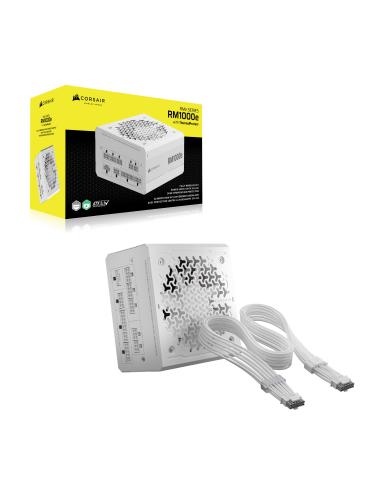 FUENTE ALIMENT. CORSAIR RME WHITE SERIES (3RD GEN) RM1000E THERMALPROTECT WHITE 1000 WATT ATX 3.1 PCIE 5.1 CYBENETICS PLATINUM C