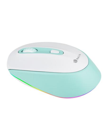 NGS SMOG MINT-RB ratón Juego Ambidextro RF Wireless + Bluetooth Óptico 2400 DPI