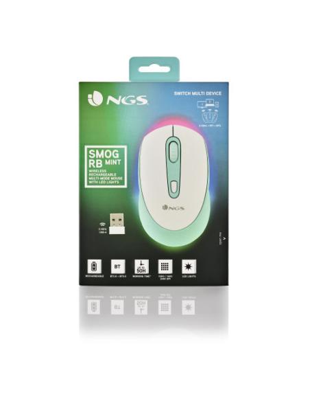 NGS SMOG MINT-RB ratón Juego Ambidextro RF Wireless + Bluetooth Óptico 2400 DPI