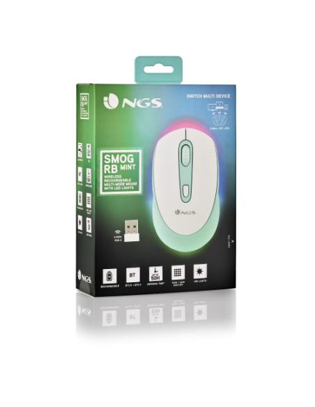 NGS SMOG MINT-RB ratón Juego Ambidextro RF Wireless + Bluetooth Óptico 2400 DPI